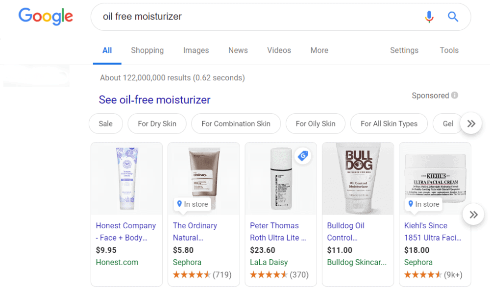 broad search shopping ad