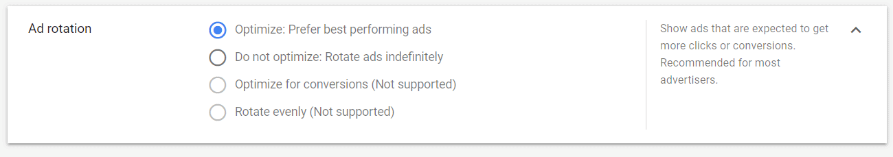 search ad rotation options
